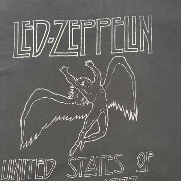 Led Zeppelin 1977 USA Tour Oversized Black Graphic T-Shirt - Picture 5 of 14